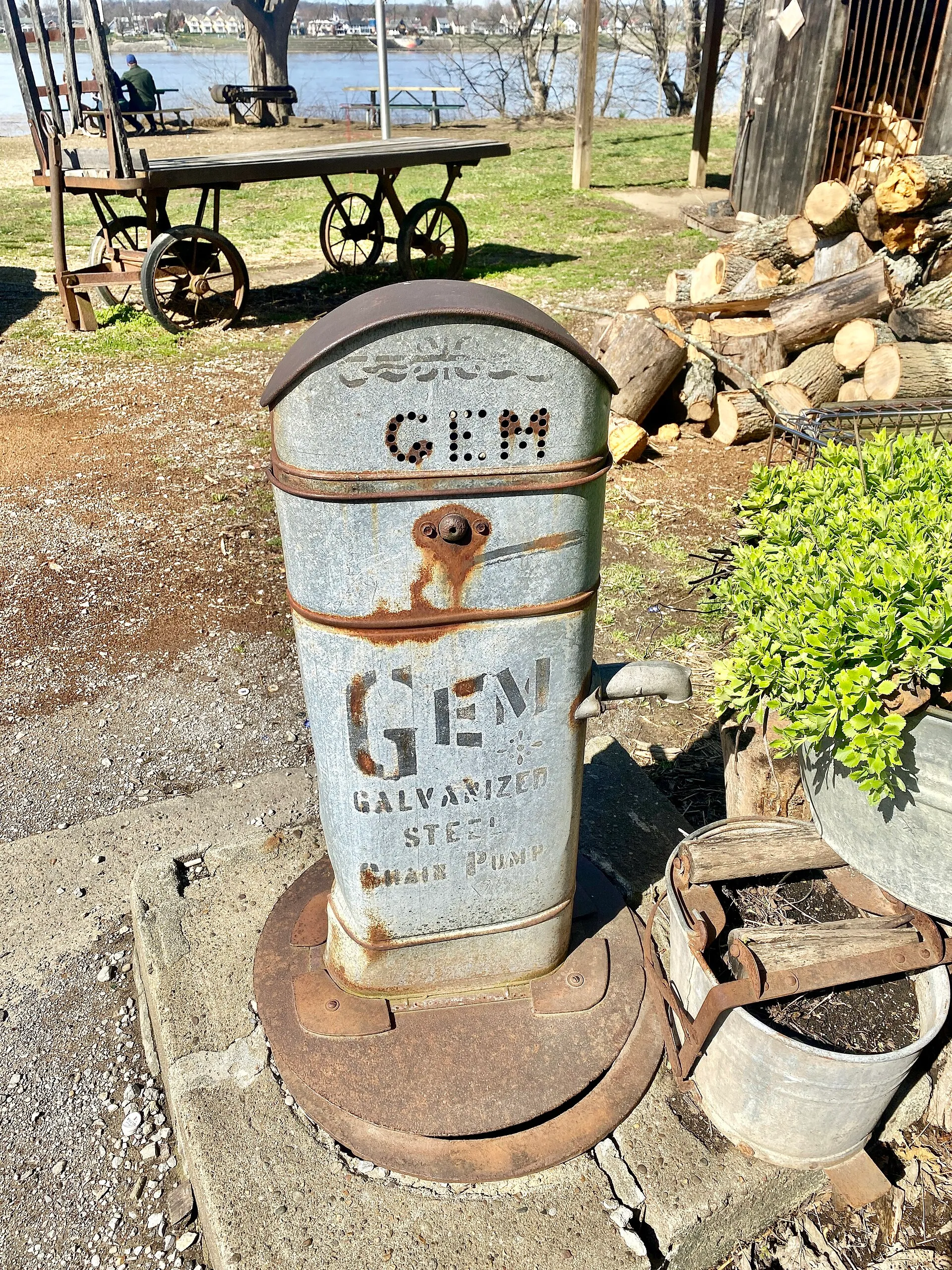 An old private water well pump