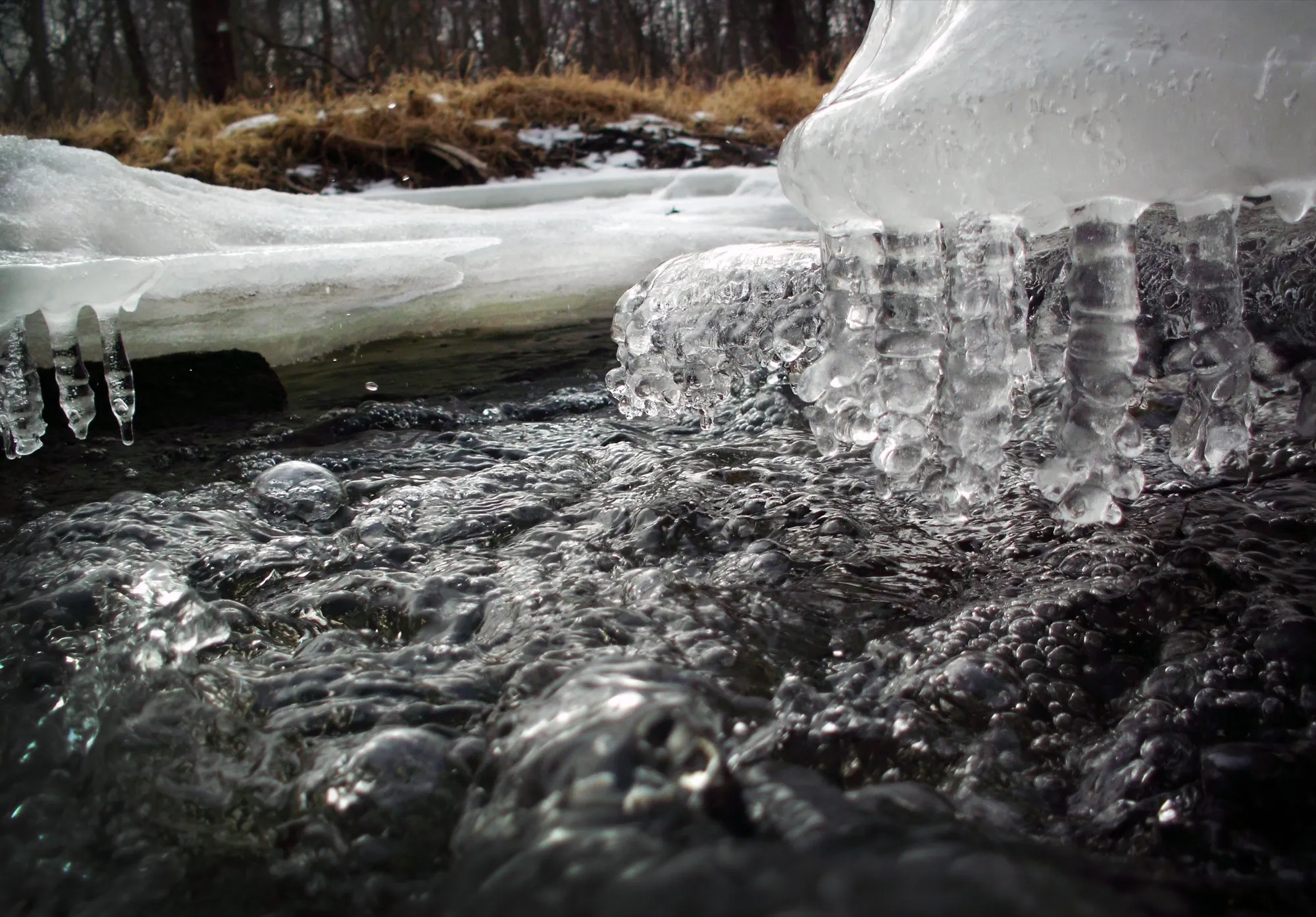 Rice Creek winding through Fridley, Minnesota