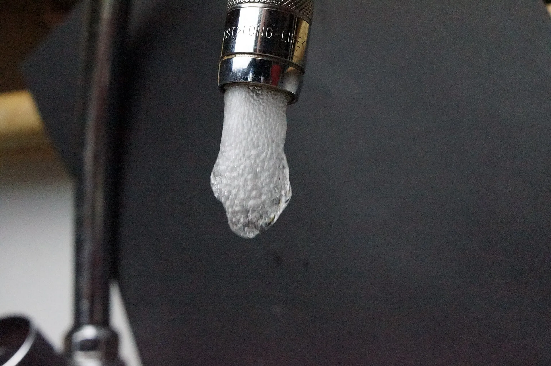 Water running from a faucet