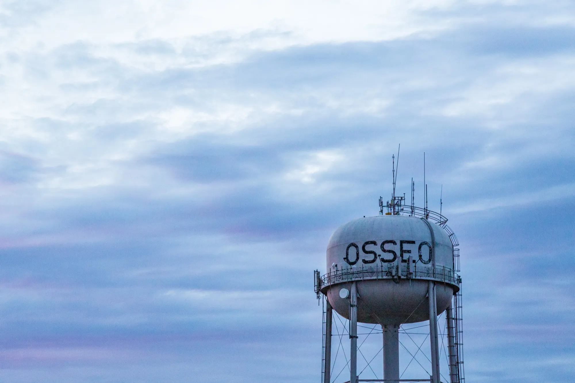 The historic 1915 Osseo water tower